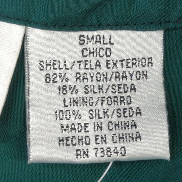 Silk Lore by Beth Terrell Green Velour/Silk Tunic, Women's Small - Picture 8 of 12